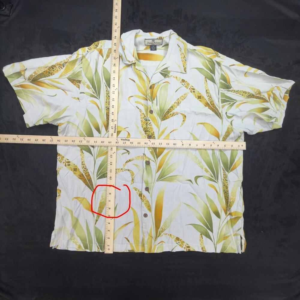 Tommy Bahama Mens XXL Hawaiian Silk Camp Shirt Cream Bamboo Leopard Print
